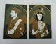 Pair Of Antique Indian Painted Portraits On Celluloid Mounted In Vintage Frames