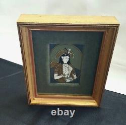 Pair of antique Indian painted portraits on celluloid mounted in vintage frames