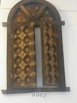 Rajasthani Wooden Carved Vintage/Antique Window Frame with brass details