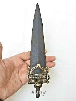 Rare 1800's Old Vintage Antique Iron & Brass Fine Hand Forged Spear Head Lance