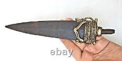 Rare 1800's Old Vintage Antique Iron & Brass Fine Hand Forged Spear Head Lance