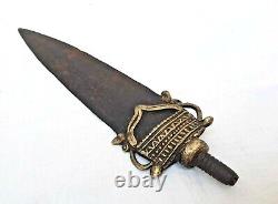 Rare 1800's Old Vintage Antique Iron & Brass Fine Hand Forged Spear Head Lance