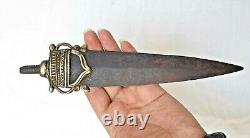 Rare 1800's Old Vintage Antique Iron & Brass Fine Hand Forged Spear Head Lance