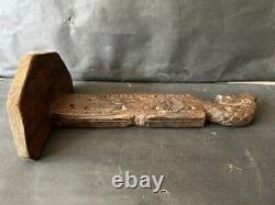 Rare Old Vintage Hand Carved Wooden Horse Headed Floral Design Wall Stand Panel