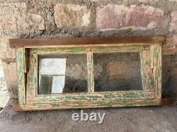 Rare Old Vintage Handmade Single Door Solid Wooden & Glass Air Window Door
