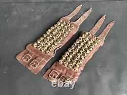 Rare Old Vintage Quovadis Leather Bharatnatiyam Anklets Brass Bells Ghungroo