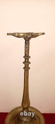 Rare Tiger Feet Design Christian Brass Bronze Stand Lamp Antique Vintage Old E28