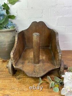 Rare Vintage Antique Colonial Indian Hardwood Childrens Toy Pull Along Cart