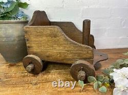 Rare Vintage Antique Colonial Indian Hardwood Childrens Toy Pull Along Cart