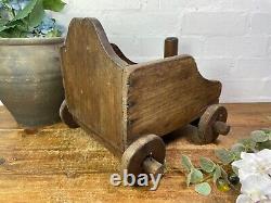 Rare Vintage Antique Colonial Indian Hardwood Childrens Toy Pull Along Cart