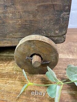 Rare Vintage Antique Colonial Indian Hardwood Childrens Toy Pull Along Cart