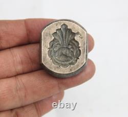 Rare Vintage Indian Bronze Floral Design Jewelry Making tool Mould Stamp Dye M1