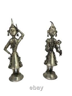 SIX Vintage Detailed Indian Metal Musician Figures, Hindu. Y6