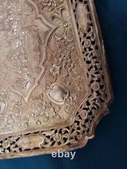 SLV 103 ANTIQUE INDIAN KUTCH STERLING SILVER TRAY, 98 % Silver NICELY TONED