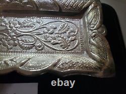 SLV-123 ANTIQUE INDIAN KUTCH STERLING SILVER TRAY, (More than 94 % Silver)