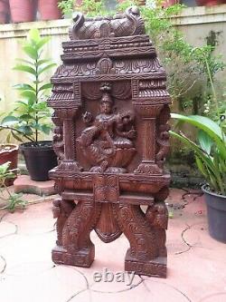 Saraswati Statue Wall Panel Kavadi Wooden Temple Gopuram Sculpture Vintage Decor