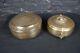 Set Of Two Decorative Brass Round Spice Tins Vintage Indian Boxes Boho Decor
