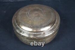 Set of Two Decorative Brass Round Spice Tins Vintage Indian Boxes Boho Decor