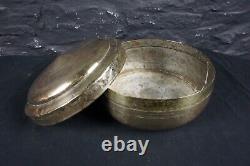 Set of Two Decorative Brass Round Spice Tins Vintage Indian Boxes Boho Decor