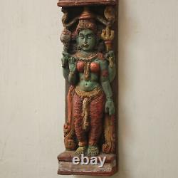 Shiva Parvati Statue Vintage Wall Decor Vertical Hanging Sculpture Hindu Antique