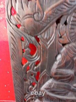 Shiva Statue Wall Panel Siva Sculpture Vintage Hindu Temple Decor Wooden Carving