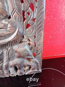 Shiva Statue Wall Panel Siva Sculpture Vintage Hindu Temple Decor Wooden Carving