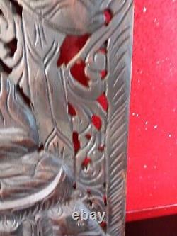 Shiva Statue Wall Panel Siva Sculpture Vintage Hindu Temple Decor Wooden Carving