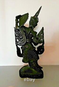 Stunning Hand-carved Wood Thai/ Balinese Vintage Goddess Statue With Fans
