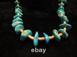 Stunning TURQUOISE 32 NECKLACE Antique Vintage Native American Indian. D1250