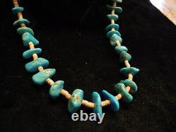 Stunning TURQUOISE 32 NECKLACE Antique Vintage Native American Indian. D1250