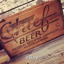 Super Rare Vtg 1950's CHIEF BEER Wood Crate-Hard to Find-Indian! Peoria, IL