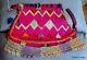 Swat Phulkari Emboidery Fan Hand Fan Large Antique Vintage Silk Embroidey^