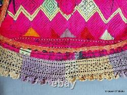 Swat Phulkari Emboidery Fan Hand Fan Large Antique Vintage Silk Embroidey