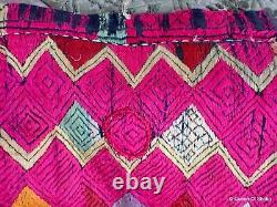 Swat Phulkari Emboidery Fan Hand Fan Large Antique Vintage Silk Embroidey