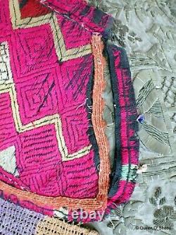 Swat Phulkari Emboidery Fan Hand Fan Large Antique Vintage Silk Embroidey