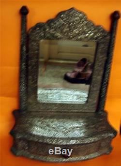 TOP vintage or old Anglo Indian Dressing /Make Up table mirror silver ca. 1950