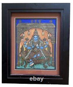 Tanjore Painting Dhanavantri Vishnu INDIA Indian Thanjavur Antique Vintage