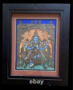 Tanjore Painting Dhanavantri Vishnu INDIA Indian Thanjavur Antique Vintage