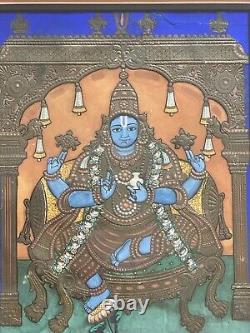 Tanjore Painting Dhanavantri Vishnu INDIA Indian Thanjavur Antique Vintage