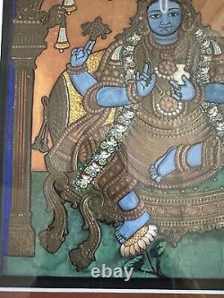 Tanjore Painting Dhanavantri Vishnu INDIA Indian Thanjavur Antique Vintage