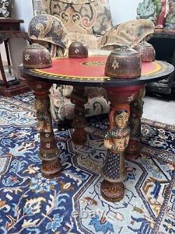 Unusual Stylish Vintage Indian Rajasthani Hand Painted Table