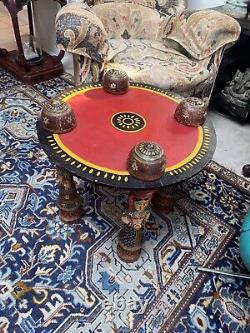 Unusual Stylish Vintage Indian Rajasthani Hand Painted Table