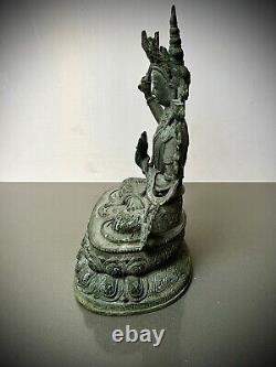 VINTAGE BUDDHIST BRONZE BODHISATTVA MANJUSHRI GOD OF DIVINE WISDOM NEPAL 20th c