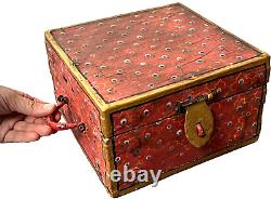 VINTAGE INDIAN JEWELLERY BOX VALUABLES BIKANER PAINTING SCHOOL RAJASTHAN 20th c