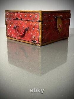 VINTAGE INDIAN JEWELLERY BOX VALUABLES BIKANER PAINTING SCHOOL RAJASTHAN 20th c