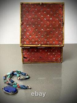 VINTAGE INDIAN JEWELLERY BOX VALUABLES BIKANER PAINTING SCHOOL RAJASTHAN 20th c