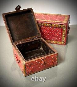 VINTAGE INDIAN JEWELLERY BOX VALUABLES BIKANER PAINTING SCHOOL RAJASTHAN 20th c