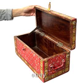 VINTAGE INDIAN JEWELLERY VALUABLES BOX BIKANER PAINTING SCHOOL RAJASTHAN 20th c