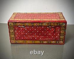 VINTAGE INDIAN JEWELLERY VALUABLES BOX BIKANER PAINTING SCHOOL RAJASTHAN 20th c