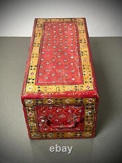 VINTAGE INDIAN JEWELLERY VALUABLES BOX BIKANER PAINTING SCHOOL RAJASTHAN 20th c